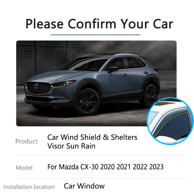 For Mazda CX-30 CX30 CX 30 DM 2020 2021 2022 2023 Car Side Vent Rain Sun Window Visor Deflector Awning Guards Cover Accessories