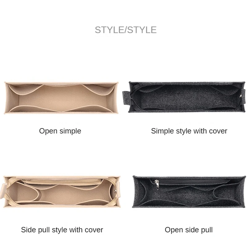 Purse Organizer Insert Bag Storage Felt Makeup Linner Bag With Zipper Women's Luxury Handbag Cosmetic Tote Shaper For Woody Tote