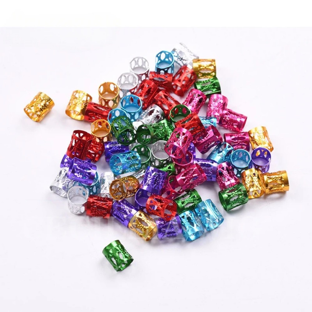 100pcs Gold Sier Dreadlock Hair Rings Adjustable Cuff new Clip Hair Braids Dirty Braids Bead Hairpin 2025 Girl Hair Accessorie Headwear