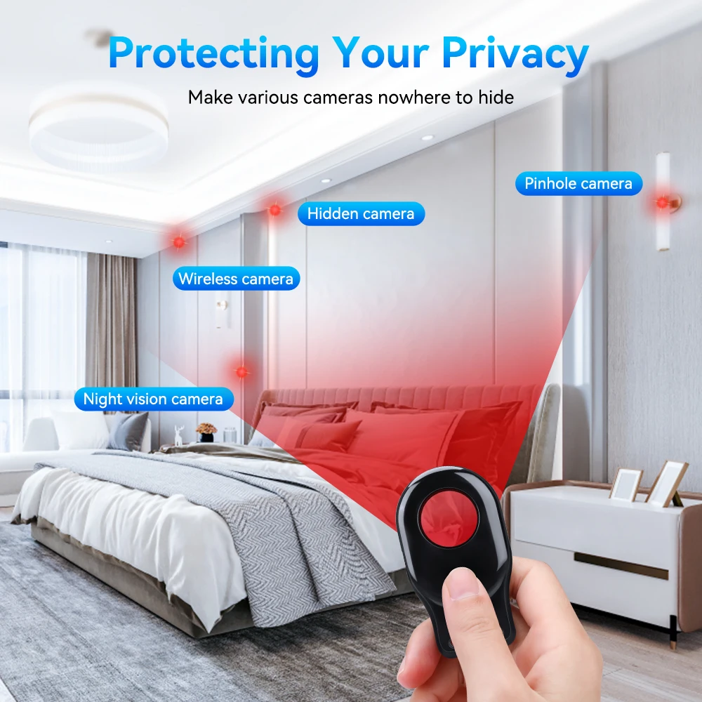 Hollarm Anti Candid Camera Detector For Outdoor Travel Hotel Rental Anti-Theft Camera LED IR Alarm Hidden Camera Detector