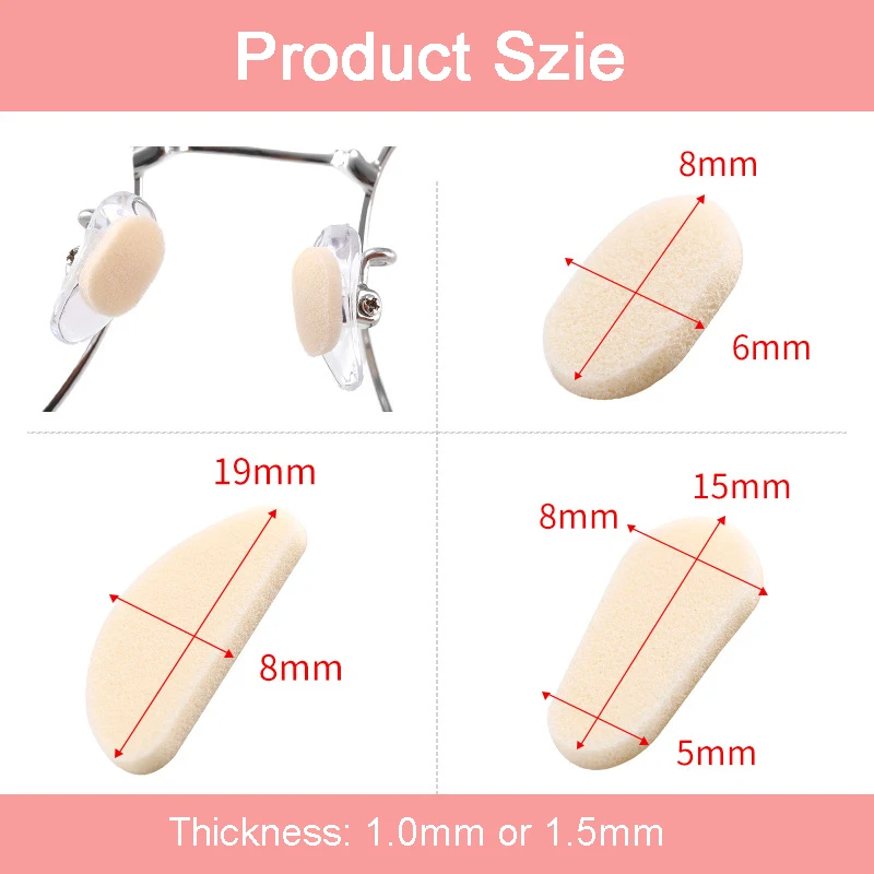80pcs(40pairs) Soft EVA Sponge Glasses Anti Slip Nose Pad Sticker Plastic Eyeglasses Height Increase Pad Accessory