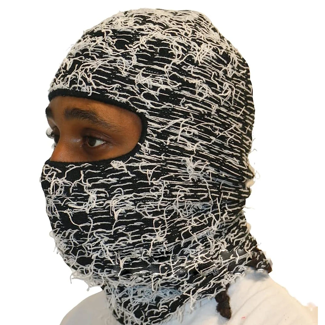 Balaclava Distressed Ski Mask Knitted Beanies Hats Skullies Elastic Cap Winter Warm Full Face Shiesty Mask Ski Hats