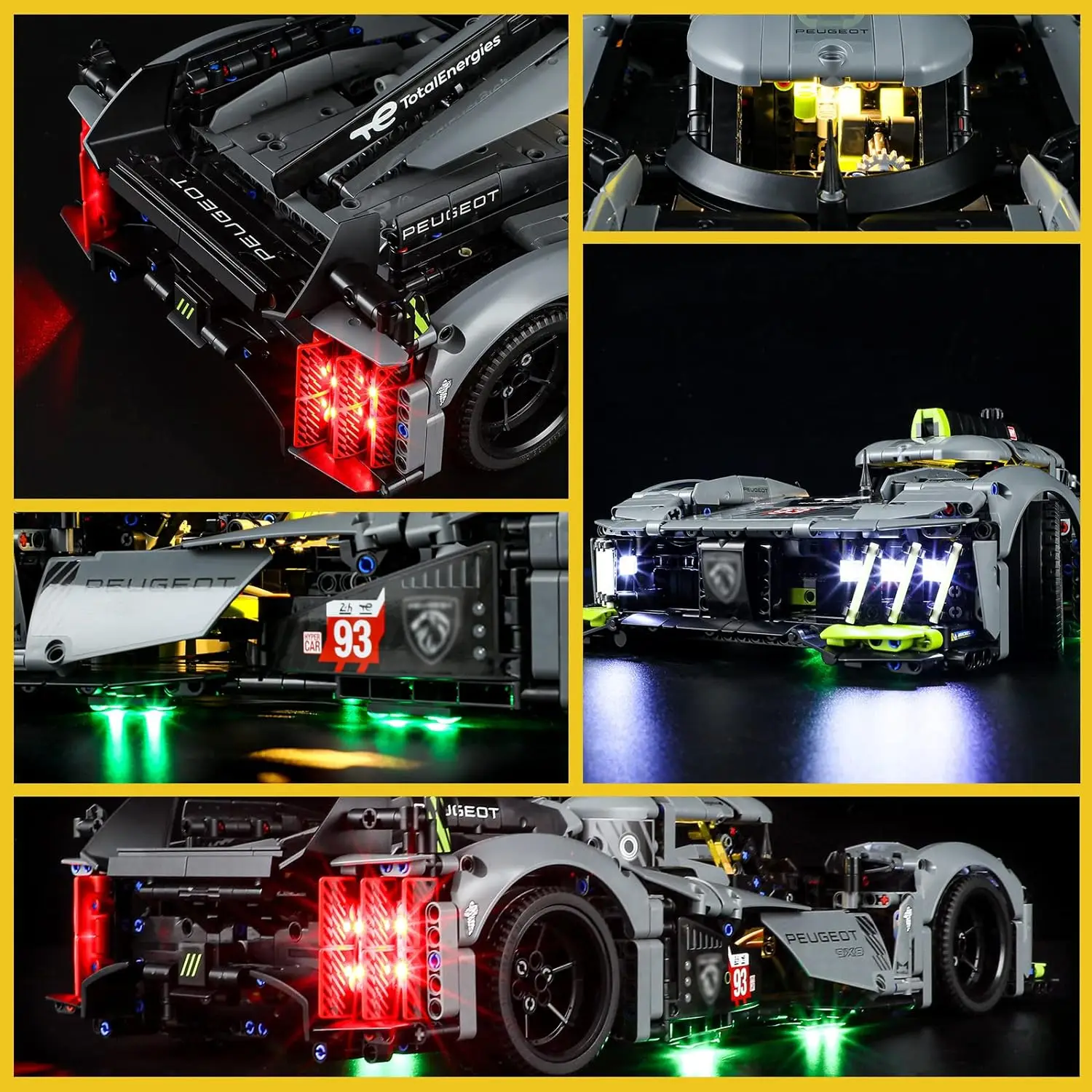 Hprosper LED Lights for Technic 42156 Peugeot 9X8 24H Le Mans Hybrid Hypercar Racing Car (Not Include Lego Building Blocks Set)