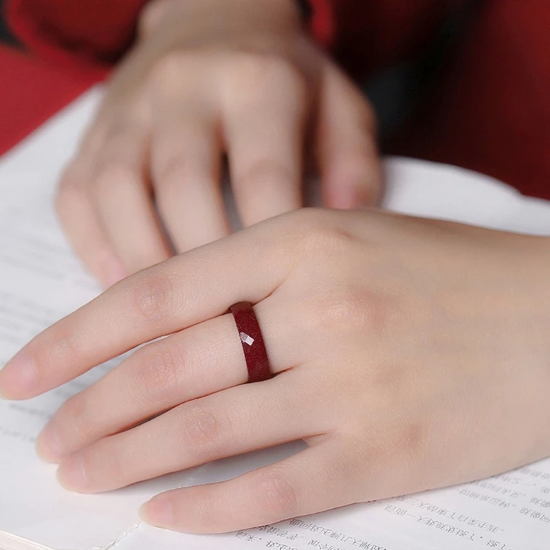 Women Men Feng Shui Lucky Rings Novel Red Cinnabars Feng Shui Rings Attract Wealth Money Rings Protections Amulet Rings