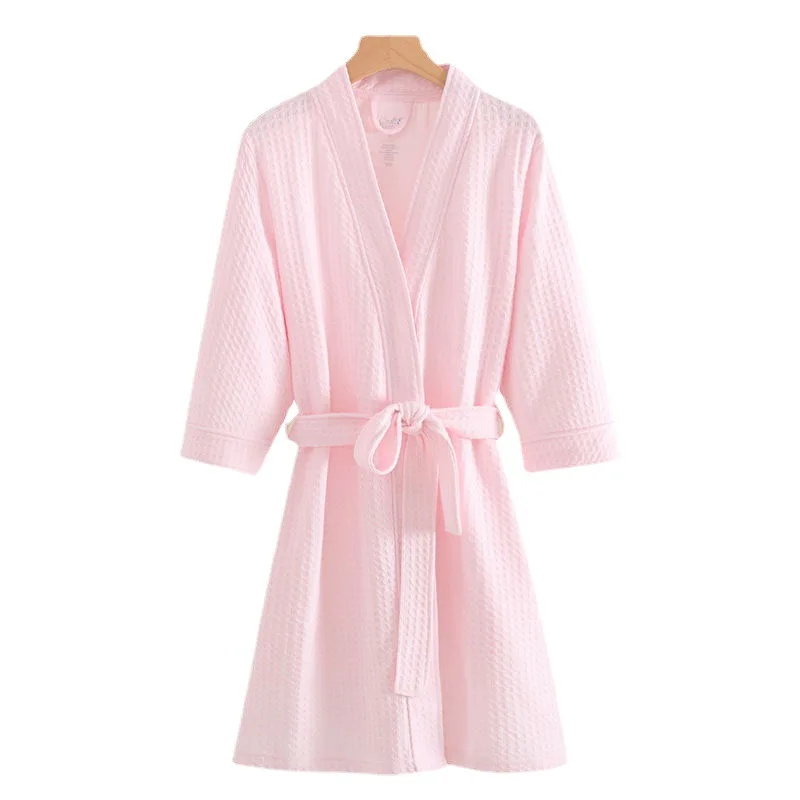 Night Wears Nightgowns Female Kimono Sleepwear Casual Peignoir Femme 2025 New Spring Autumn Bathrobe Women new Loose Waffle Morning Robe