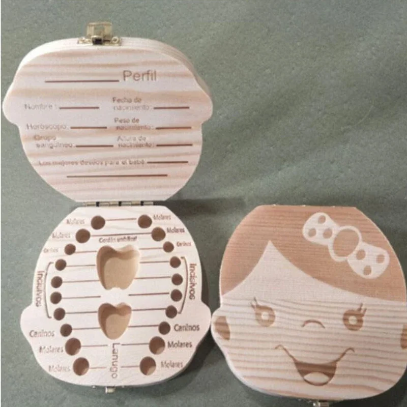 Wooden Baby new Kids Tooth Storage Box Baby Teeth Fetal Hair Umbilical Cord 2025 Organizer Infant Souvenir Box Keepsake Box Tooth Box