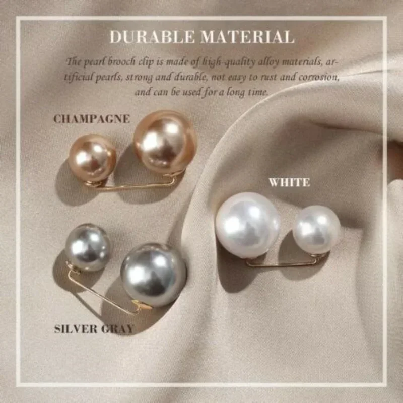 1/3Pcs Double Pearl Lady Brooch Suit Coat Suit Cardigan Pin Buckle Simple Elegant Pearl Brooches Exquisite Jewelry Decoration