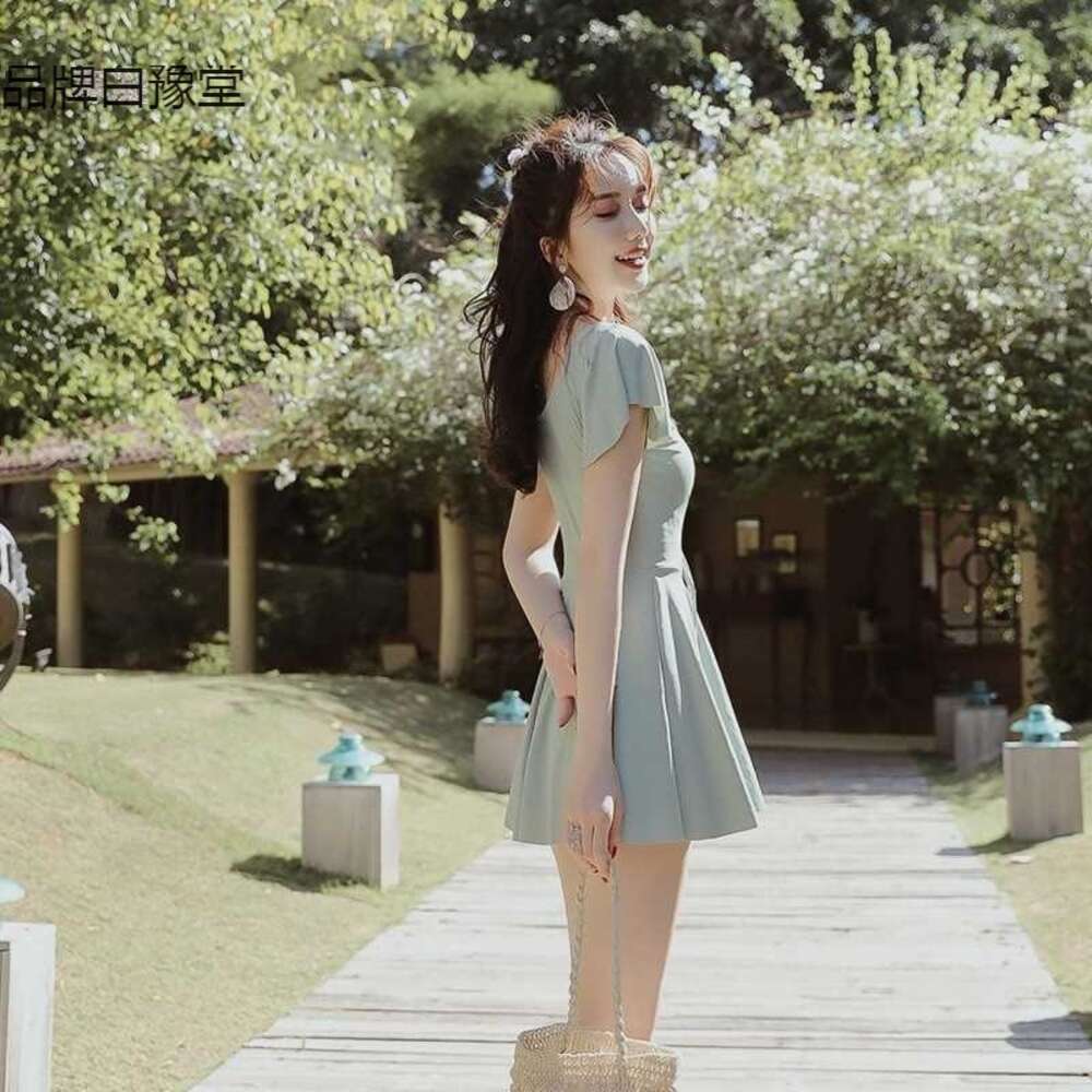Ddmytiger One Piece Women New Dress Soaking In Hot Springs Conservative For Belly Slimming Effect Korean Swimsuit Coverage H