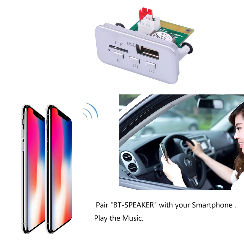 DC 12V Car USB MP3 Player Bluetooth 5.0 MP3 Decoder Decoding Board Module WMA WAV TF Card Slot USB FM For Speaker