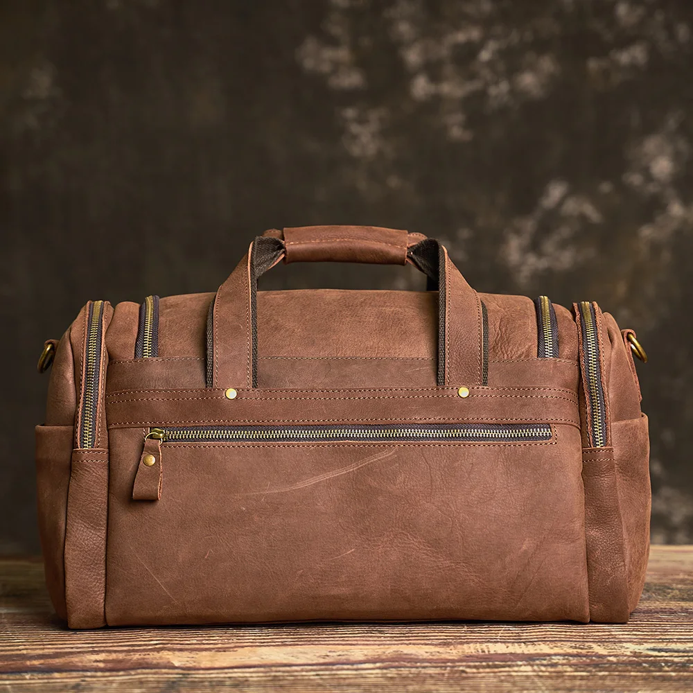 NUPUGOO Vintage Men's 2025 Travel Bag Genuine Leather Hand Lage Duffle new Handmade Large Capacity Shoulder For 16 Inch Laptop