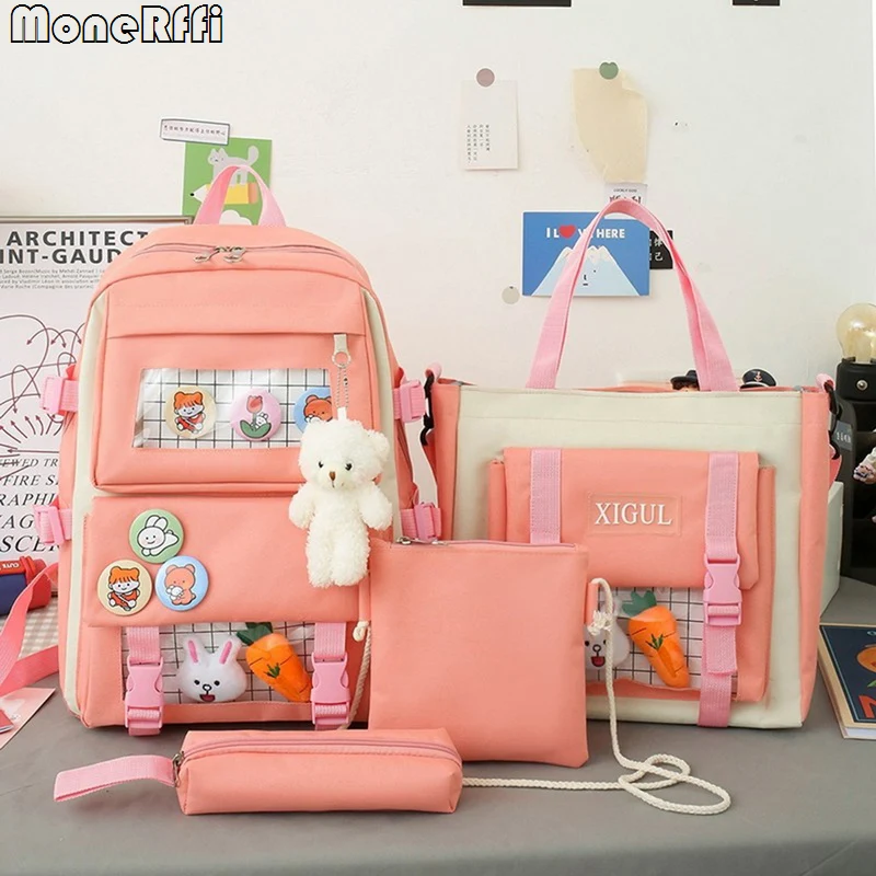 Backpacks Sets High School 2025 Girls School Bags new For Teenage Girls Multi Pockets New Kawaii Backpack Women Haruku Cute Mochila