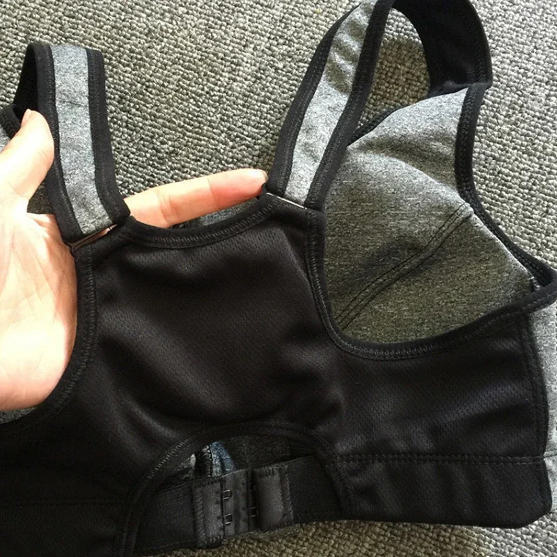 Absorb sweat Shock-proof Sports Bra High-strength four-level without steel ring new front 2025 zipper sports bra Fixed shoulder straps