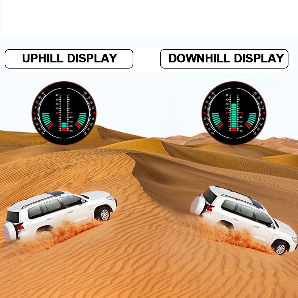 12V Car Inclinometer Slope Gauge HUD Head Up Display 5.2" Speedometer GPS Compass Clock Meter On Board Computer Auto Accessories