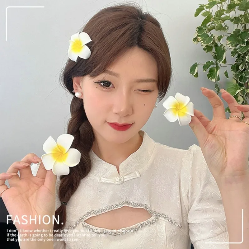 Plumeria Flower Hair Clips For Women Girls Hairpins Egg Flower Barrette Hawaiian Wedding Party Bag Hair Accessories Kids Girl