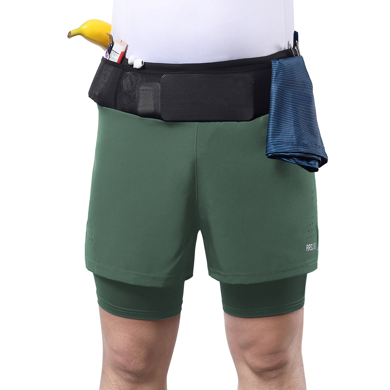 Arsuxeo Men 2 in 1 Running Shorts High Waist Athletic 2025 Shorts Sport new Shorts Workout Shorts with Pockets for Gym Jogging Tennis