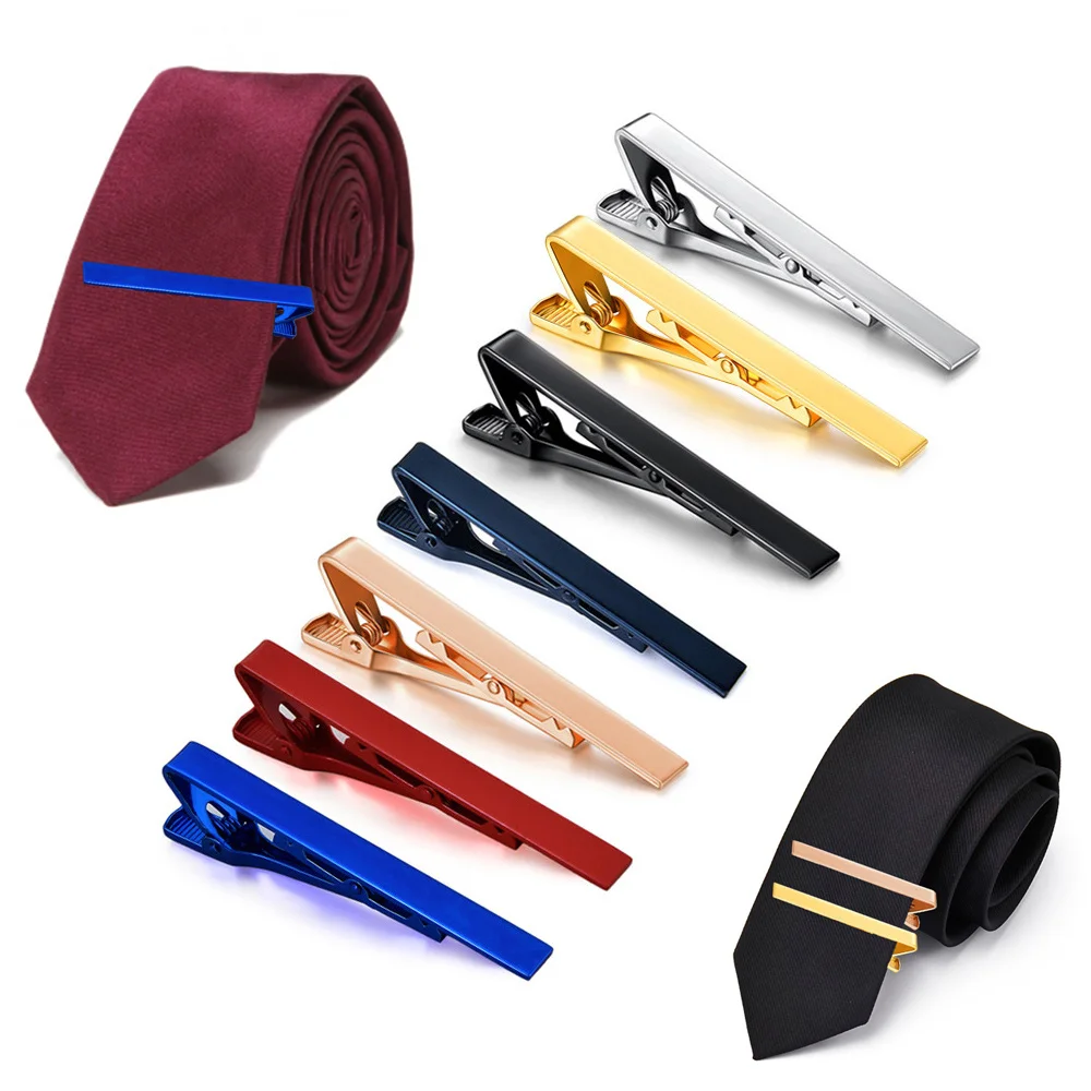 New Metal Silver Color Tie Clip For Men Wedding Necktie Tie Clasp Clip Gentleman Ties Bar Crystal Tie Pin For Men's Accessories