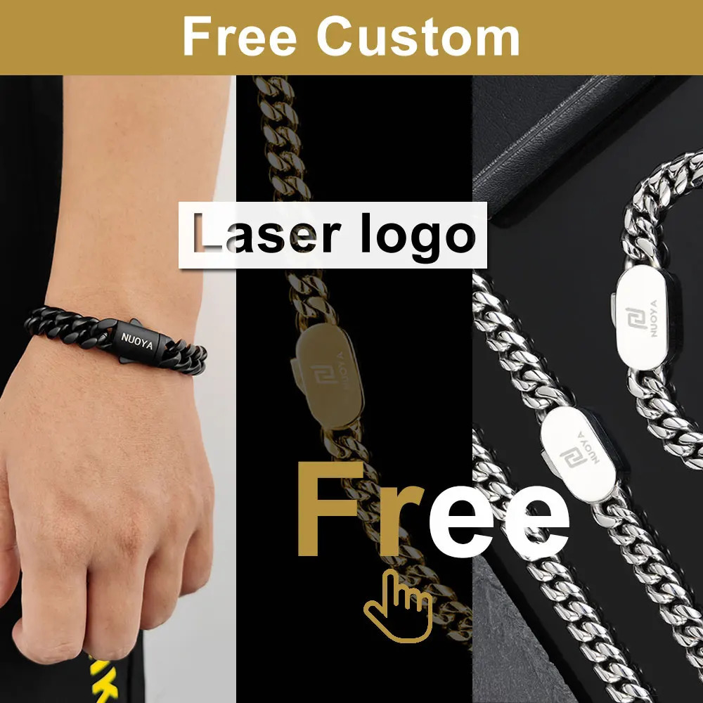 Hip Hop Rock Jewelry Free Custom Name Miami Cuban Link Stainless Steel Bracelet For Men Drop 240520