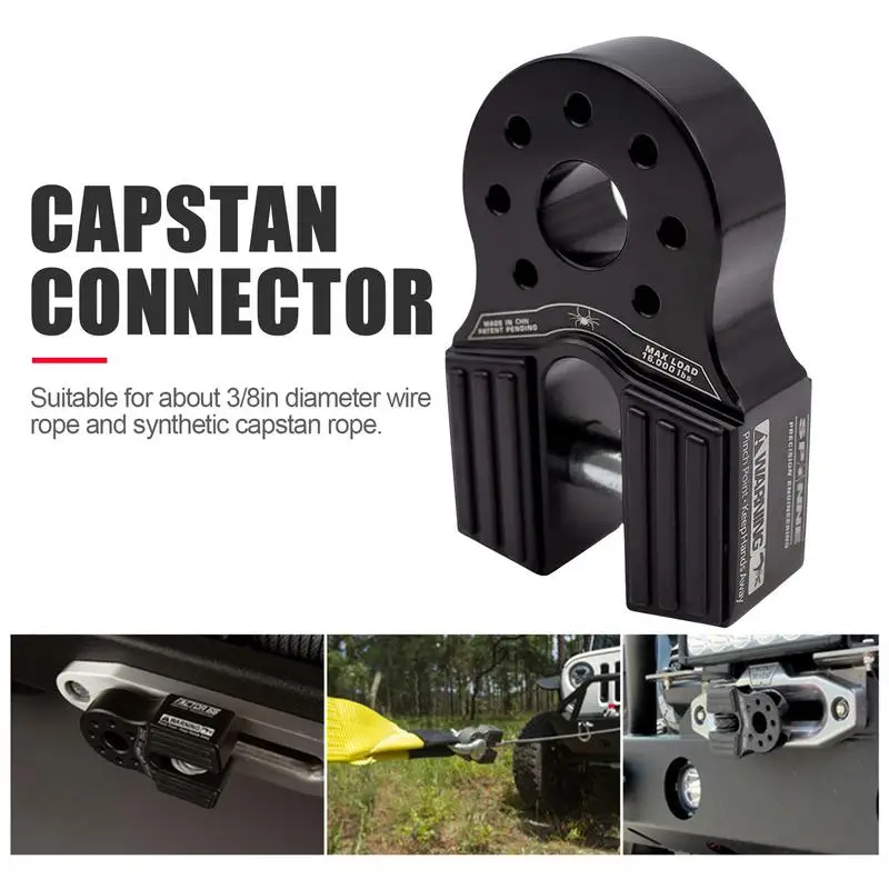 Winch Hook Connector Rope Loading Wear Resistant Rustproof Hoist Shackle Aluminum Rescue Trailer Cord Winch Hook Rope For Car