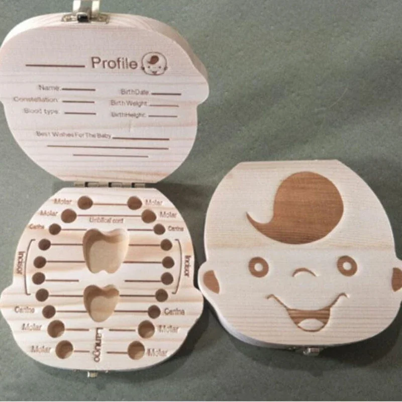 Wooden Baby new Kids Tooth Storage Box Baby Teeth Fetal Hair Umbilical Cord 2025 Organizer Infant Souvenir Box Keepsake Box Tooth Box