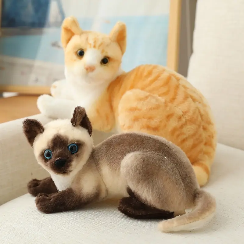 Stuffed Siame Cats Plush Toy new 20/25cm Simulation 2025 American Shorthair Cute Cat Pet Toys Lifelike Home Decor Birthday Gift