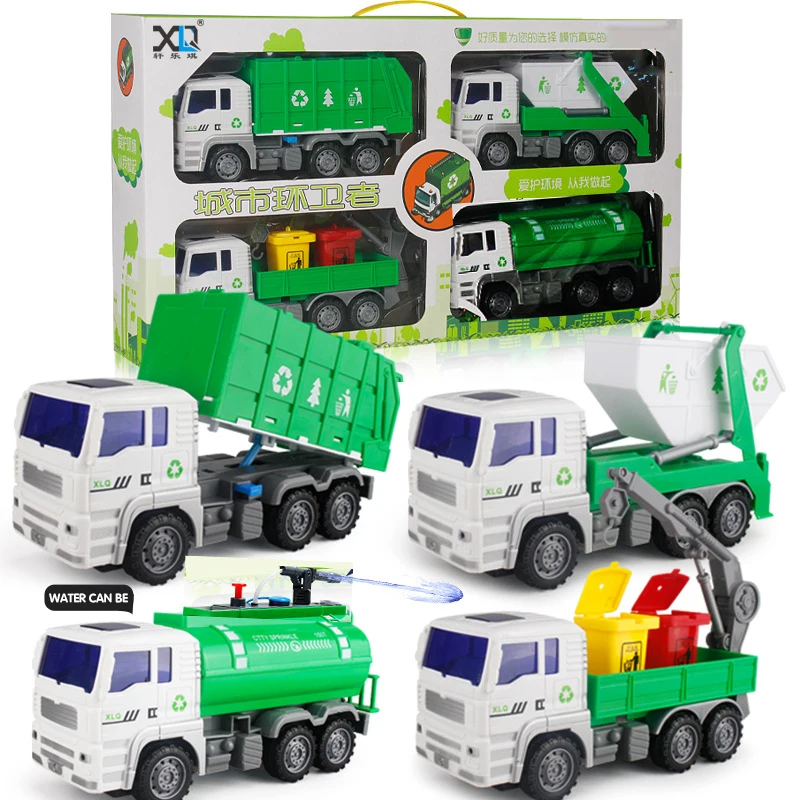 Children's Large Fall-resistant Garbage Truck Toy Set Ladder Truck Lift Sprinkler Engineering Truck Children's Day Educational