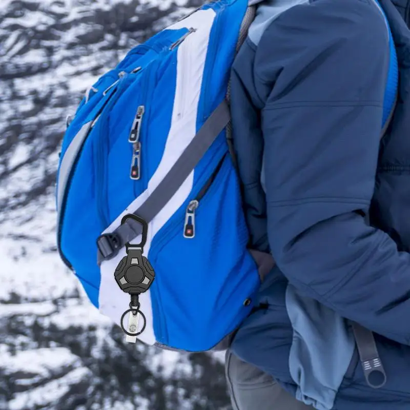 Retractable Keychain Heavy 2025 Duty Belt Clip Polygonal Keychain Clip Heavy Duty Carabiner Badge Holder new Keychain With Carabiner