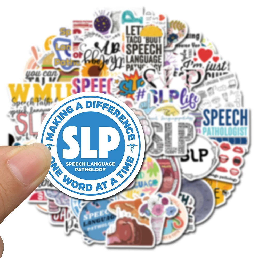 10/56pcs SLP Stickers Speech Language Pathologist new Aesthetic Vinyl Waterproof Stickers for 2025 Water Decals for Kids Teens Adults