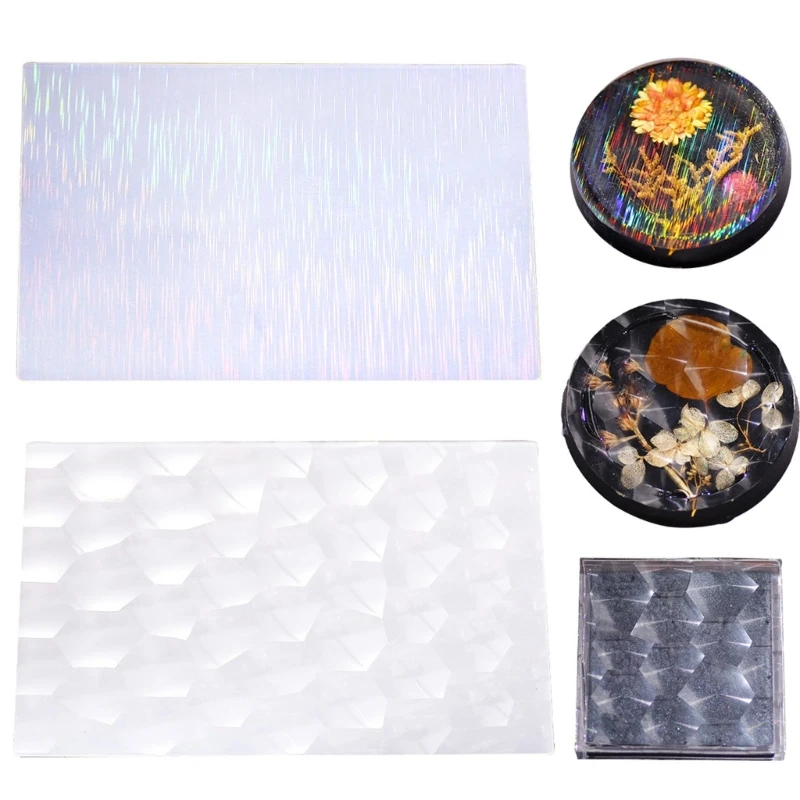 Holographic Silicone Inlay Rainbow-Window Film Holographic Decorative Holo Silicone Sheet Insert for Epoxy Resin Casting