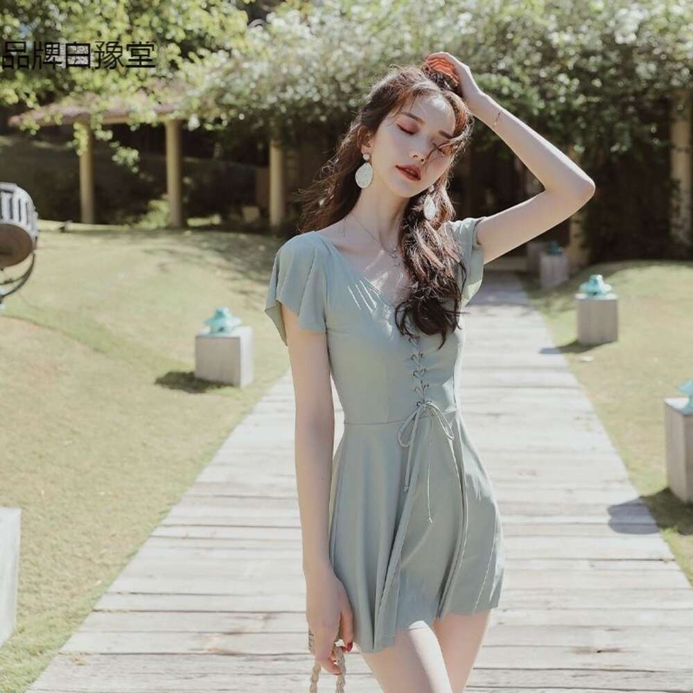 Ddmytiger One Piece Women New Dress Soaking In Hot Springs Conservative For Belly Slimming Effect Korean Swimsuit Coverage H