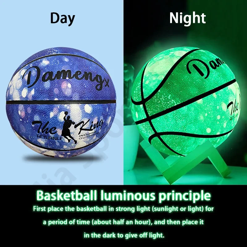 Reflective Glow Basketball Size 5 6 7 2025 new Outdoor Street Cool Balls Glowing Luminous Basketballs Child Youth Adults Balls Free Gift