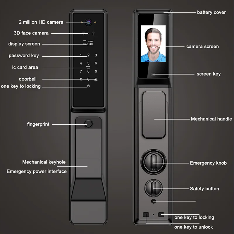 Outdoor Waterproof Lock Wifi Tuya APP Remote Voice Intercom Electronic Door Lock Face Fingerprint Smart Door Lock With Camera