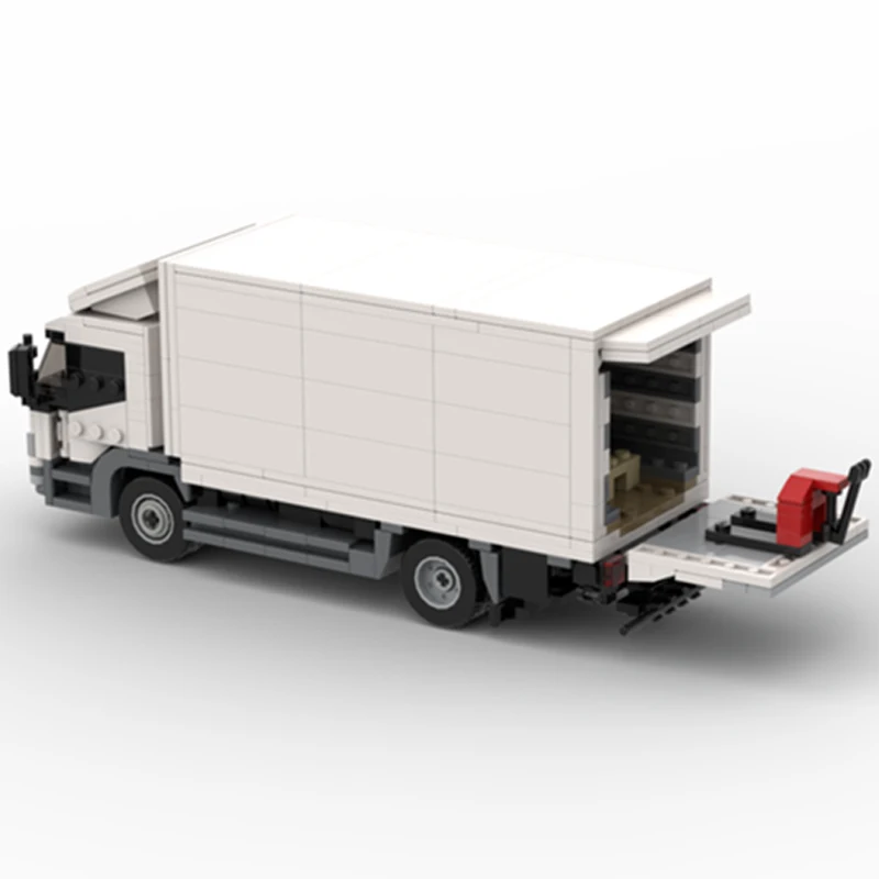 MOC Building Blocks City Car Model White Cargo Truck Modular Street View Model DIY Assembly Bricks Children Toys Christmas Gifts