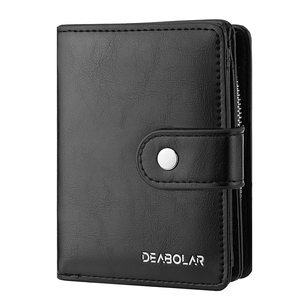 Stylish Men's Short Wallet Zipper Buckle Retro Multifunctional Student Triple Discount Credit Card ID Card Holder Wallet For Men