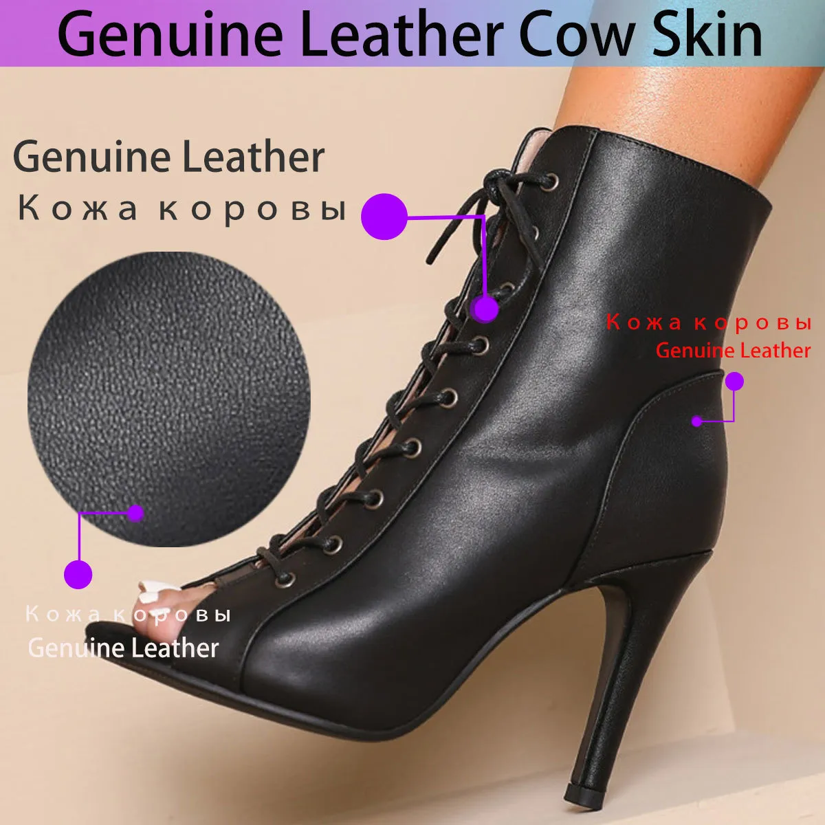 Genuine Leather 2023 New new Sexy Women Black High Heels Party Stilettos Jazz Dance 2025 Ladies Shoes Latin Dancing Street Sexy Stiletto