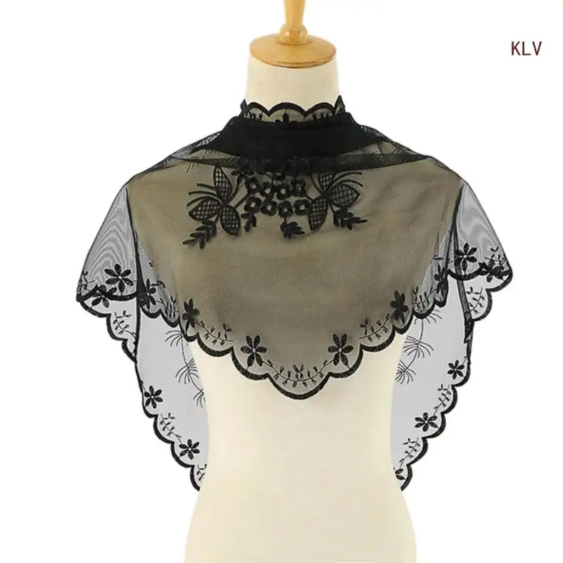 Women Mantilla Veil Latin Mass Catholic Mass Church Veil Lace Traditional Mass Chapel Veil Embroidery Mantilla