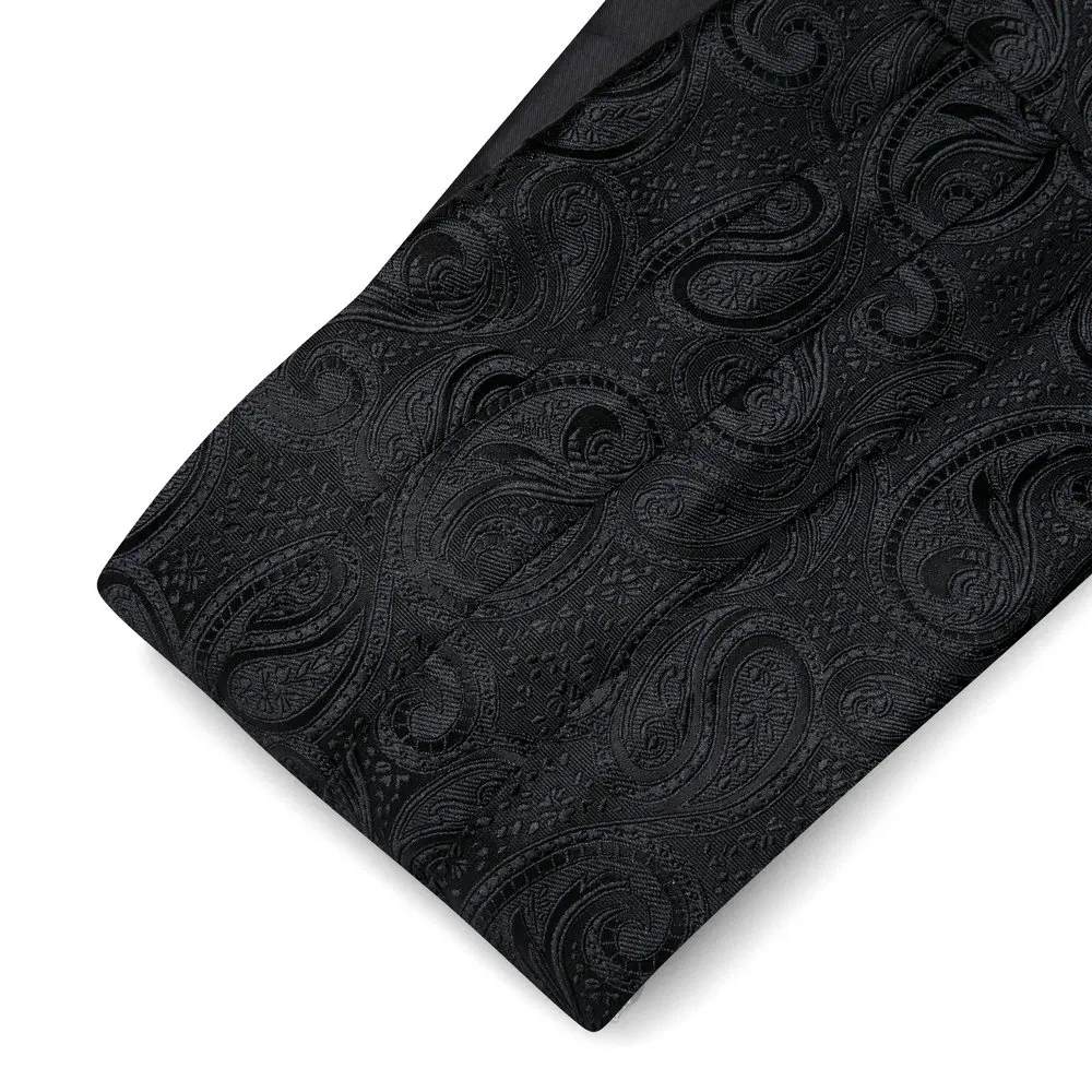 Formal Balck Silk Cummerbund For Men Classic Paisley Jacquard Bow Tie Set New Tuxedo Suit Accessorie Wedding Party Barry.Wang