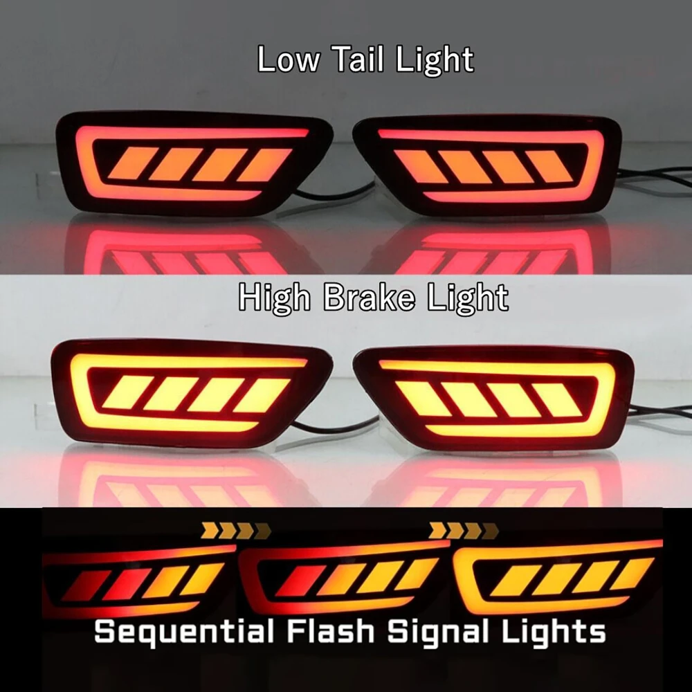 LED Rear Bumper Reflectors for Jeep Grand Cherokee 11-22 Driving Day Running Stop Brake Turn Signal Light For Jeep Compass 11-17