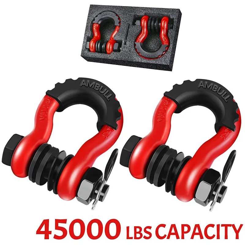 2pcs Tow Car new Hook Bow Shackle Drop 2025 Forged 3/4 D Ring Shackle 4.75T Off Road Vehicles Towing Hook With Rubber Cover