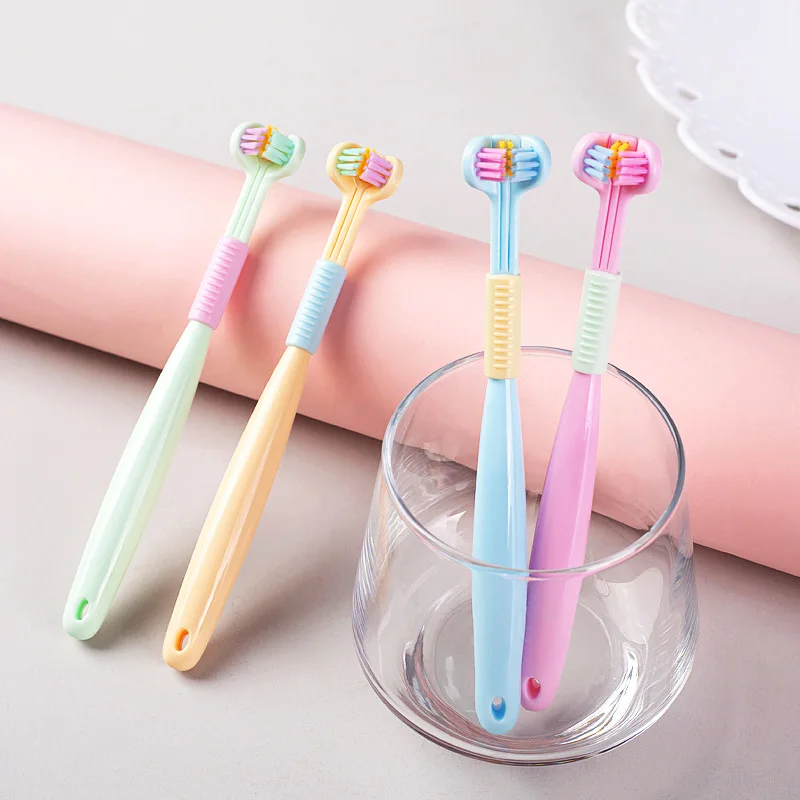 Children Toothbrush Kids 360 Degree 3 Sides Deep Oral Cleaning Teeth Soft Bristle Brushteeth Cleaner Boy Girl Teeth Care 4-12yso