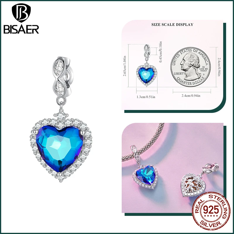 BISAER 925 Sterling Silver Dreamy Oecan Animals Charm Crab Bead Seahorse Turtle Pendant For Women DIY Bracelet Necklace Jewelry