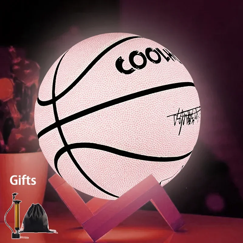 Reflective Glow Basketball Size 5 6 7 2025 new Outdoor Street Cool Balls Glowing Luminous Basketballs Child Youth Adults Balls Free Gift