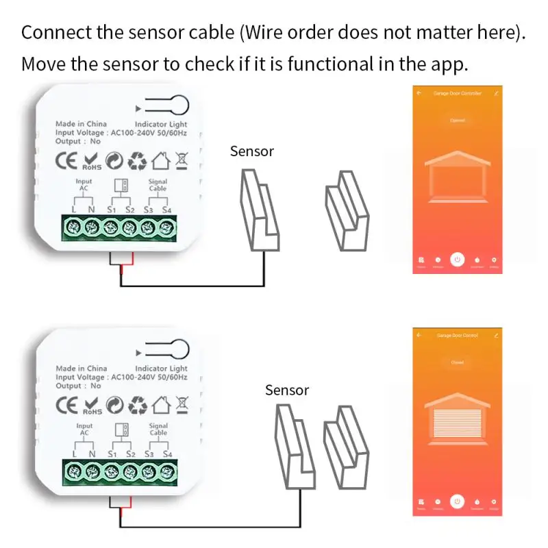 Tuya WIFI/ZigBee Garage Door Opener Controller App Remote Control Supports Alexa Google Home Zigbee2MQTT Gateway Needed