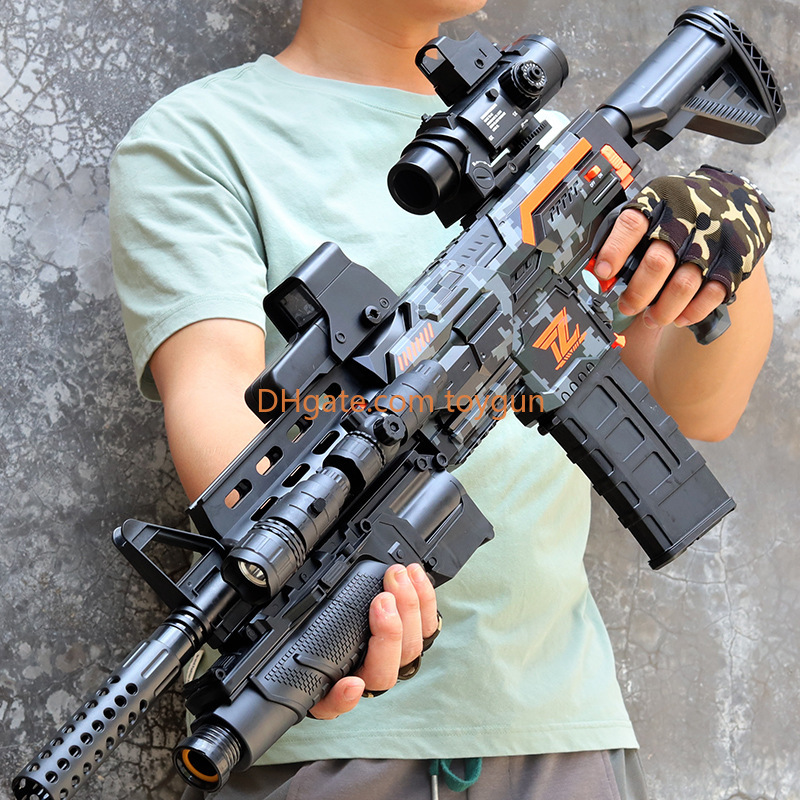 Electric M416 AK Soft Bullets Toy Gun Detachable Submachine Gun Continuous Firing Foam Darts Model Outdoor Cs Pubg Game Collection Birthday Gifts For 