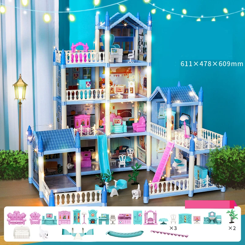 Big Light Dollhouse Diy House Kit For 2025 Children Bb House Building Doll Furniture Miniature Doll House Villas Xmas new Gifts Kids Toys