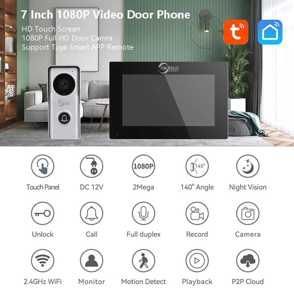 Wifi 1080P Video Intercom for Home Interphone Residential Doorbell Apartment 10/7 Inch Touch Screen Smart Life Tuya APP Unlock