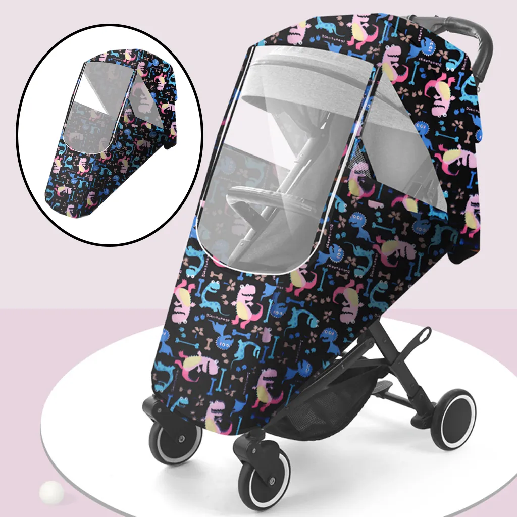 Portable Universal Baby Stroller Waterproof Rain Cover Stroller Accessories Wind Dust Shield Zipper Open for Pushchairs Raincoat