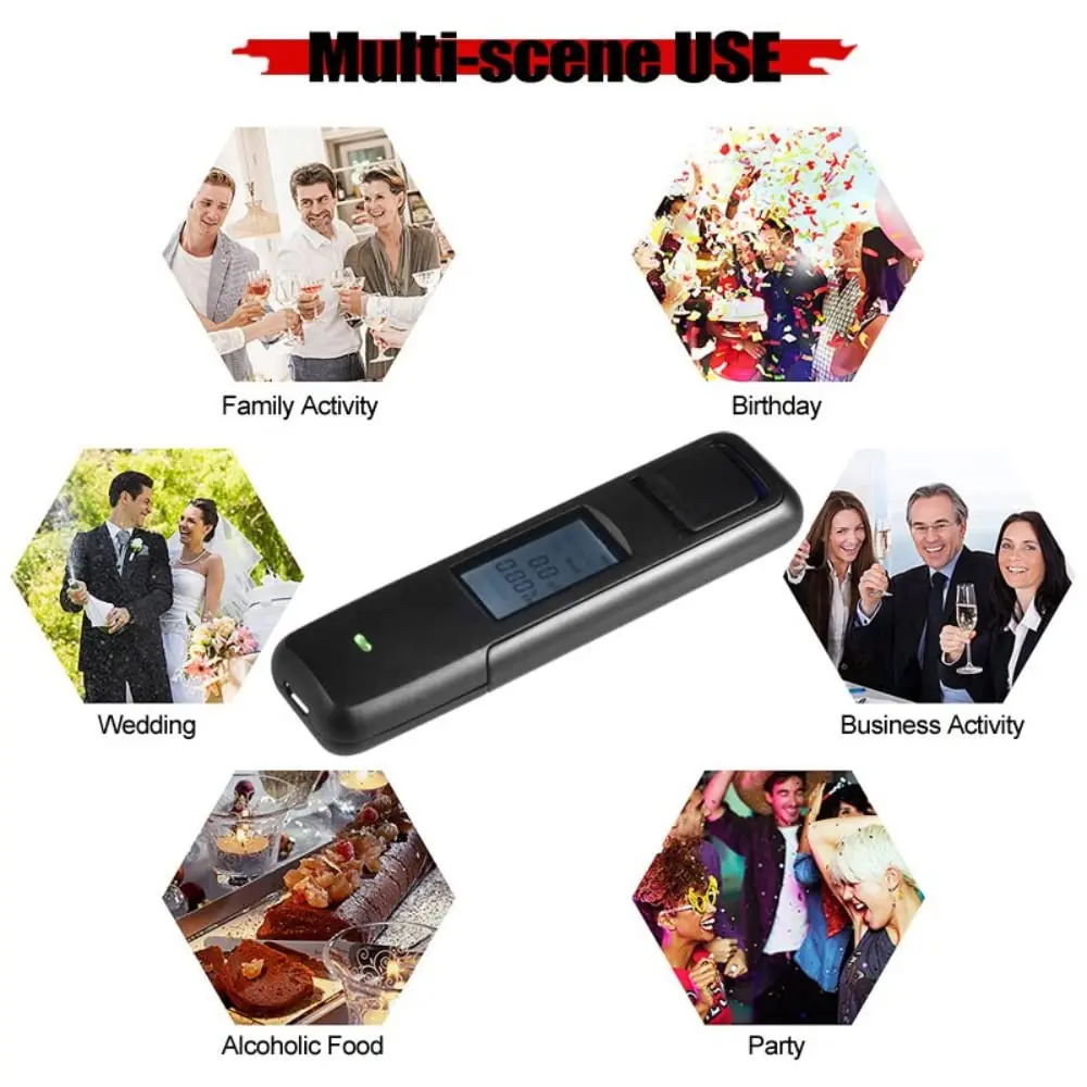 2024 Non-Contact Alcohol Tester with Digital Display Screen USB Rechargeable Breathalyzer Analyzer High Accuracy Breathalyzer