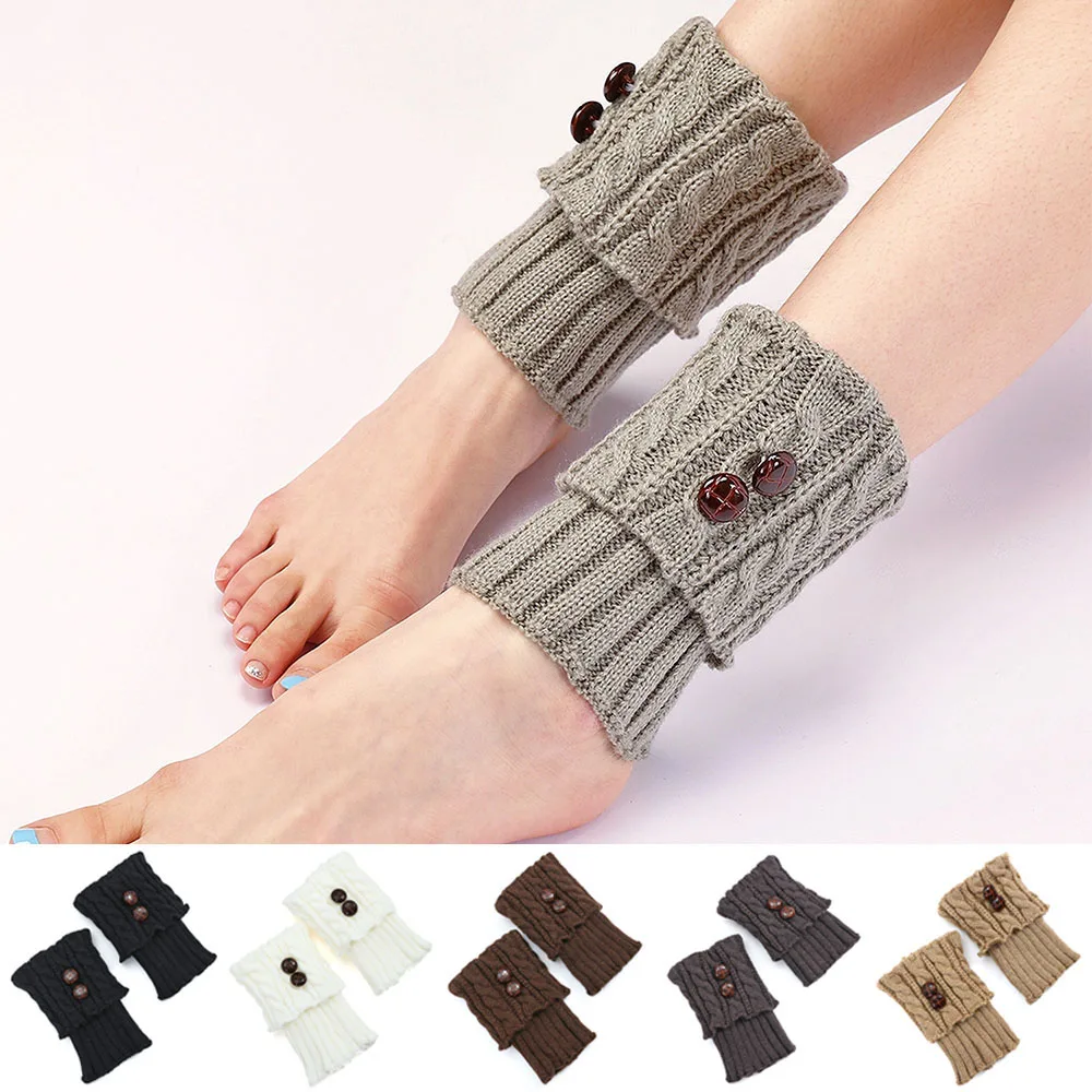 Winter Ankle Leg Warmers Women Crochet Boot Cuffs Knitted Leg Sleeve Short Foot Cover Toppers Lolita Socks Stretchy Warm Sock
