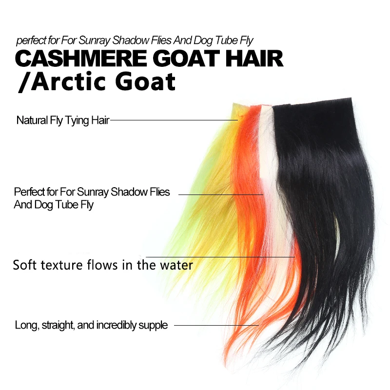 Largecut 8X8cm hide patch cashmere Arctic goat hair shimmer natural hair fly tying fibers for dressing long streamers&tube flies