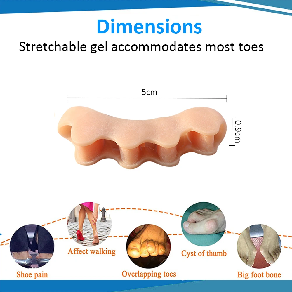 Pexmen 2Pcs/Pair Gel Toe Separator Toe Protector 2025 to Correct Bunions and Restore Toes to new Their Original Shape for Women and Men